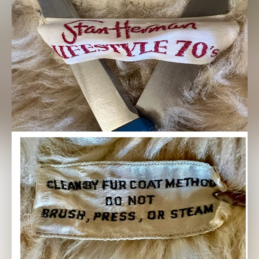VTG Rare STAN HERMAN Lifestyle 70s Shearling Striped Pennylane Heavy Long Jacket - Picture 6 of 15